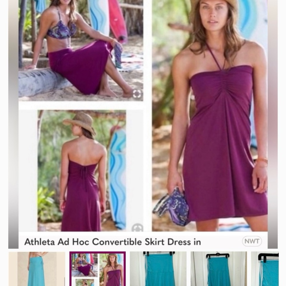 Athleta Ad Hoc Convertible Skirt Dress in Turquoise Blue Size Small